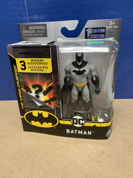 DC BATMAN 4 Inch Action Figure Gray Suit 1st Edition 3 Mystery Accessories New